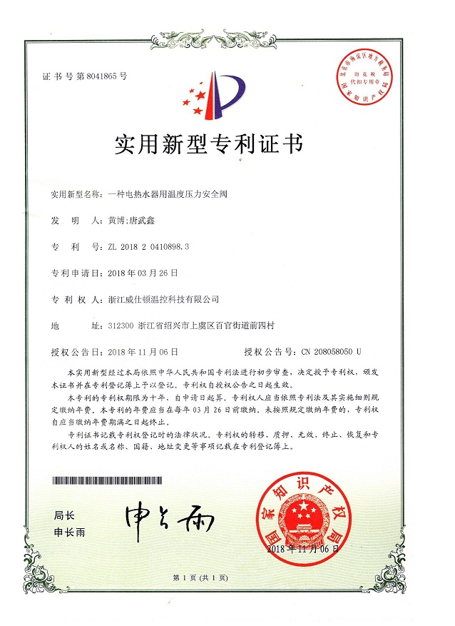 _一种电热水器用温度压力安全阀